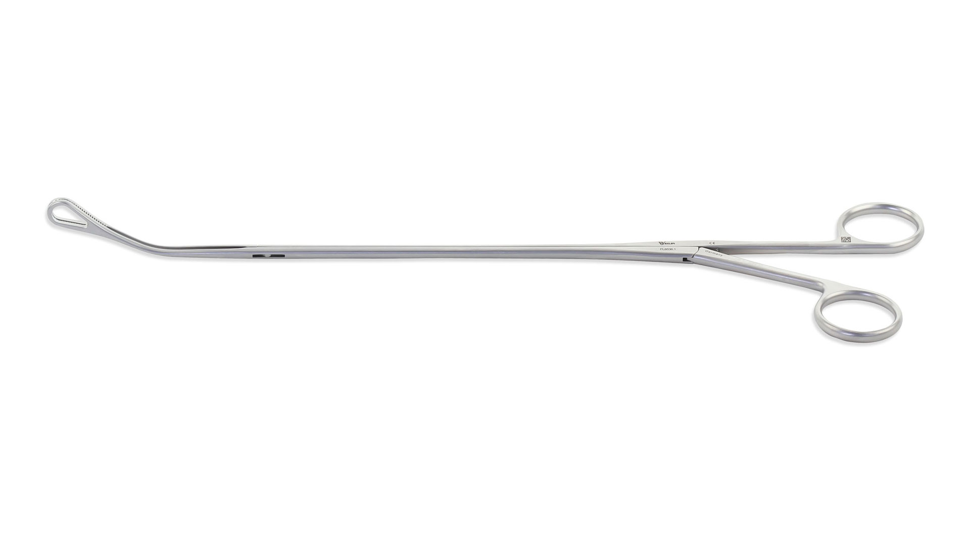 VATS Foerster Forceps - Curved Left 12mm Oval Serrated jaws