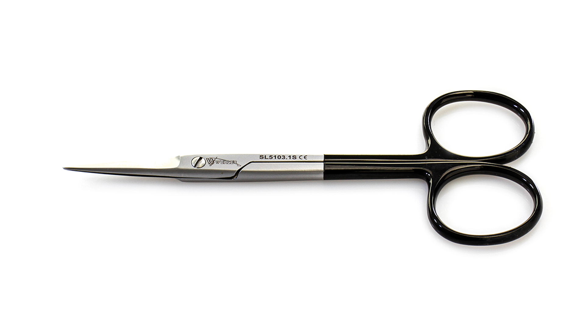 Iris scissors, 3 1/2'', curved Superior-Cut blades, micro serrated lower  blade, sharp tips, frosted ring handle